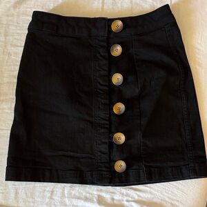 Free People Black Button-Front Mini Skirt